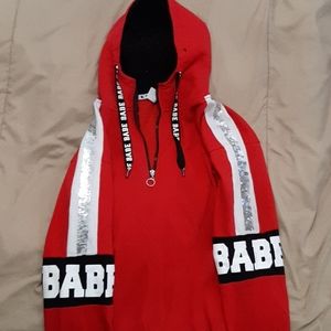 Red babe pullover with sparkles
